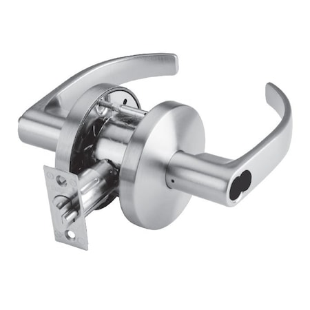 Dorma Grade 2 Cylindrical Lock, 53-Entry, LC-Lever, Satin Chrome, 2-3/4 Inch Backset, SFIC Less C553-J-LCC-626